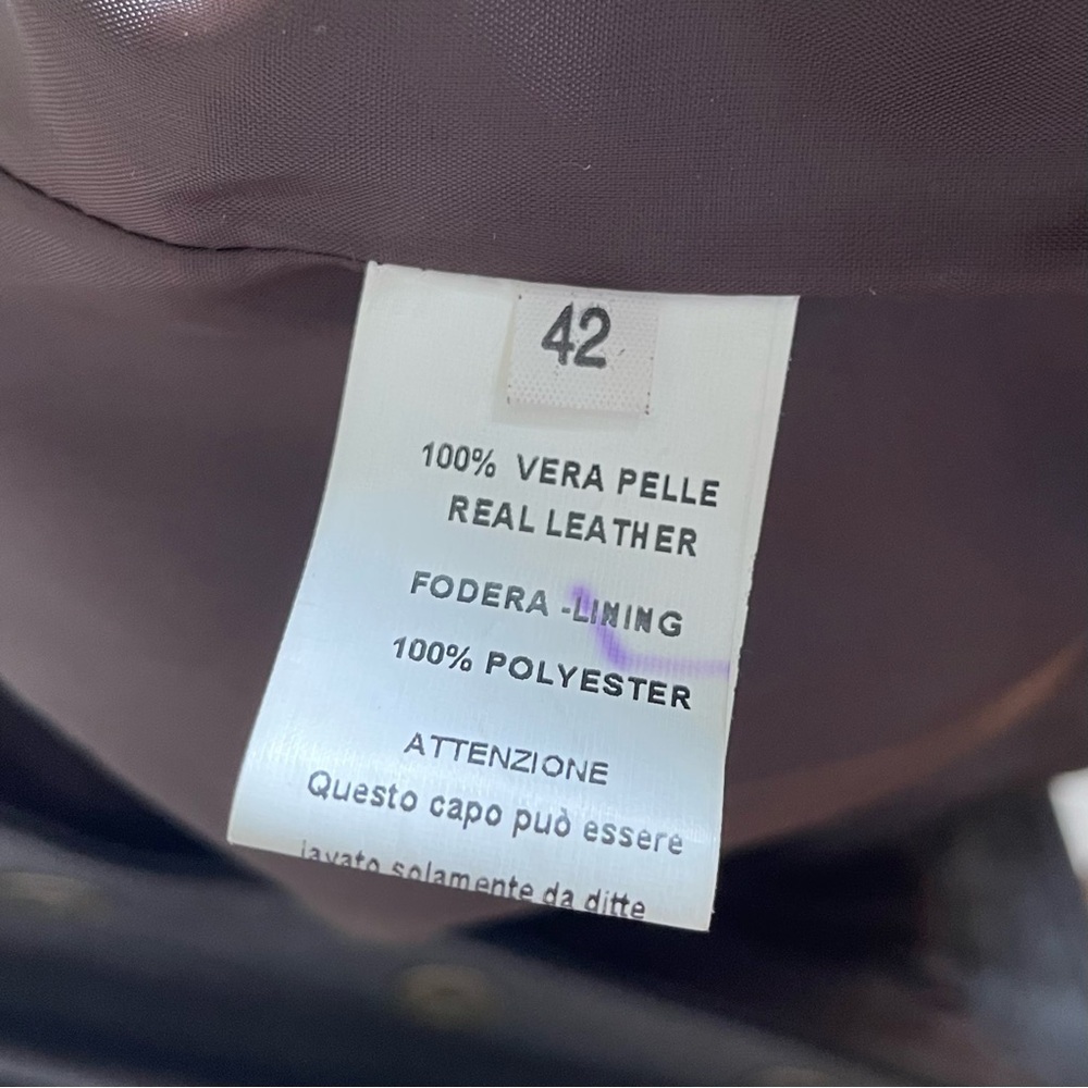 Made in Italy Brown Italian Collar Leather Jacket - Picture 5 of 6